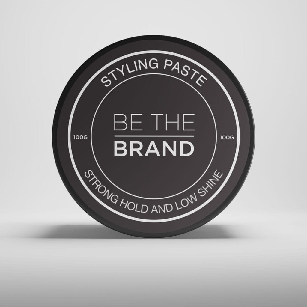 Black styling paste hair product strong hold matte finish